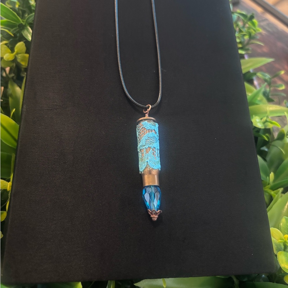 Stunning Blue Bullet Pendant Necklace
